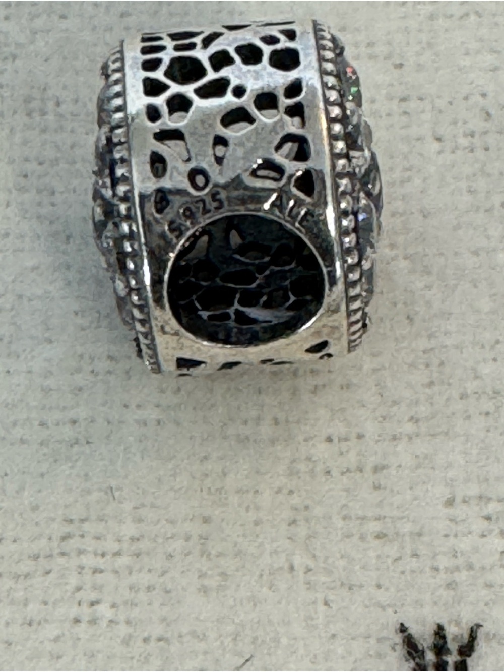 Pandora Sterling Silver Floral Charm with Purple Center Stone-New - Picture 2 of 7